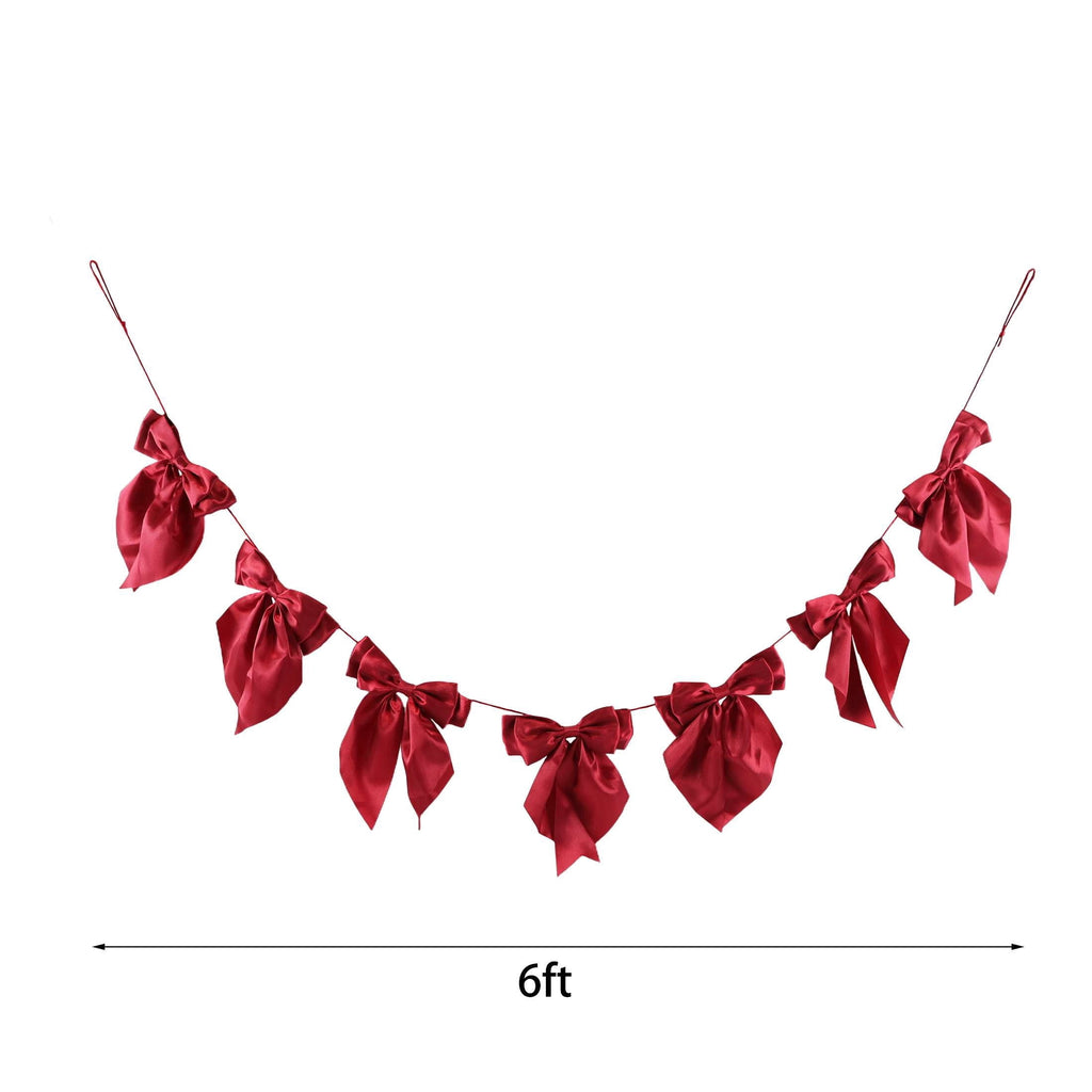 Satin Bow Christmas Garland, Red, 6', by Holiday Time