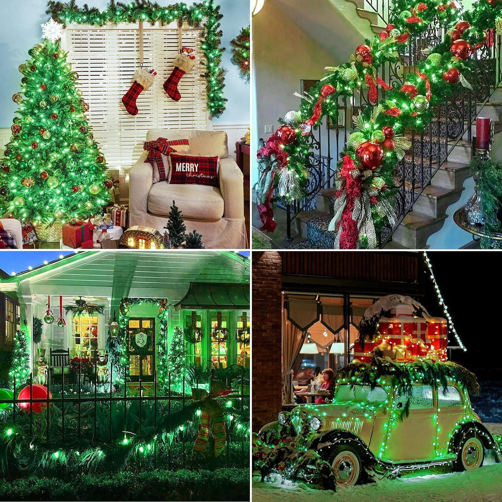 33ft 100 LED Christmas String Lights, 8 Modes Twinkle Fairy Lights Main Plug in, Waterproof Connectable Decorative Light for Wedding Party Christmas Tree Halloween, Blue