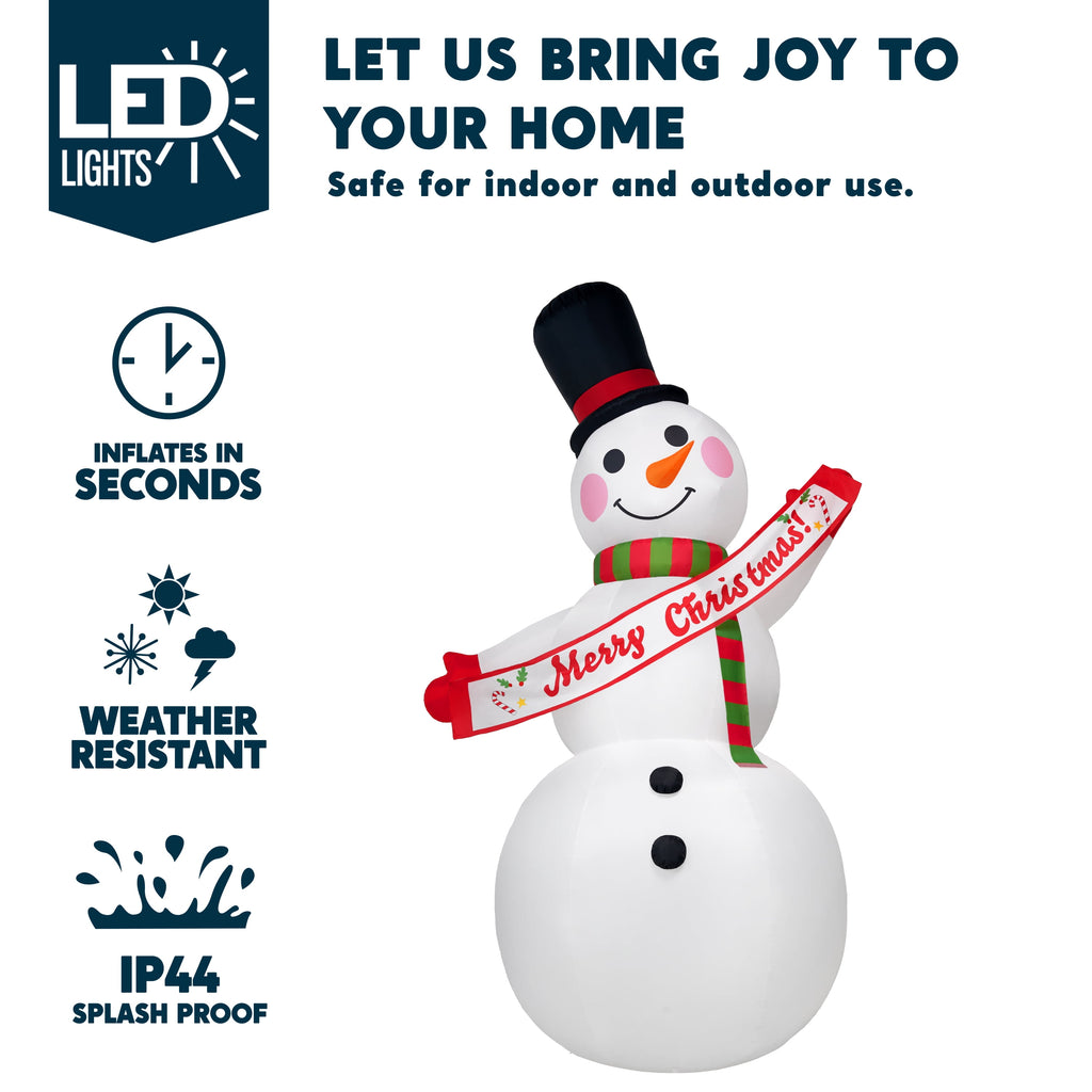 Joyfy 6 FT Christmas Inflatables Snowman Outdoor Decorations,Snowman Christmas Blow Ups Yard Christmas with Built-in LEDs for Holiday Party Garden Lawn Decor
