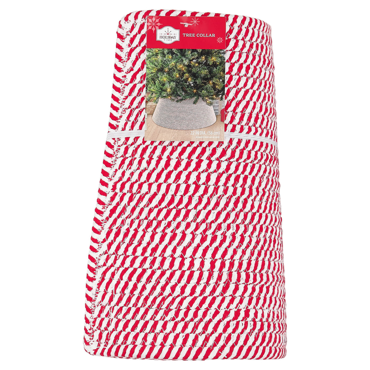 Rope Christmas Tree Collar, Red and White, 22", by Holiday Time