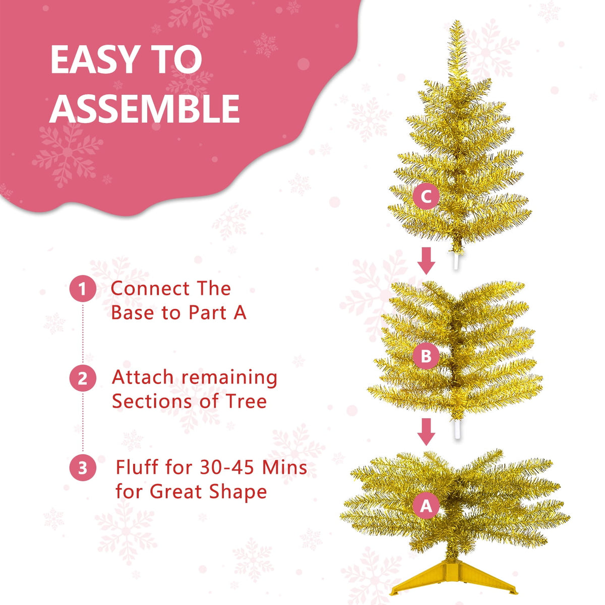 Mayhihi 4FT White Small Christmas Tree with Lights, Artificial Xmas Trees for Home Office