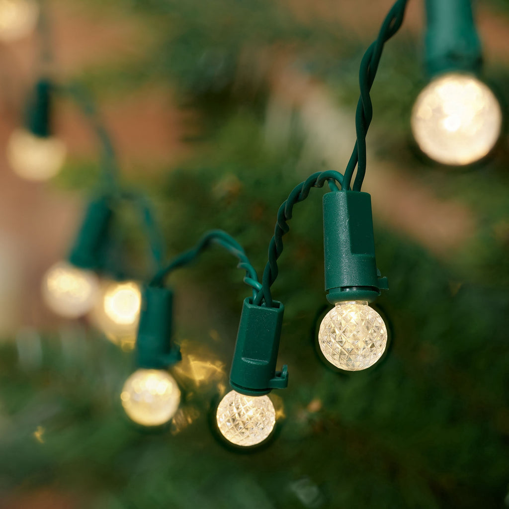 Indoor/Outdoor 50-Count LED 8-Function G12 Christmas String Lights, Warm White, Green Wire, 12.5', by Holiday Time
