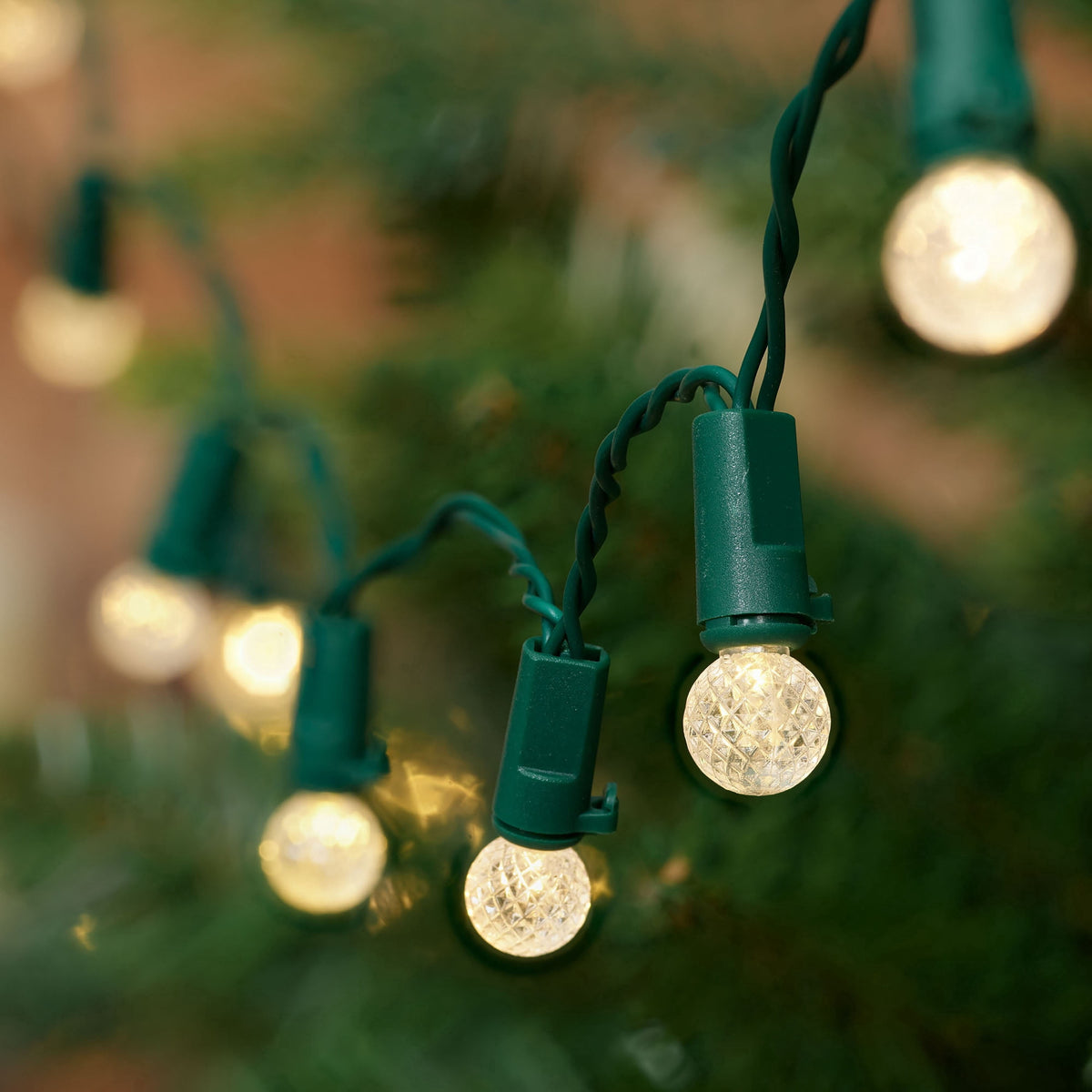 Indoor/Outdoor 50-Count LED 8-Function G12 Christmas String Lights, Warm White, Green Wire, 12.5', by Holiday Time