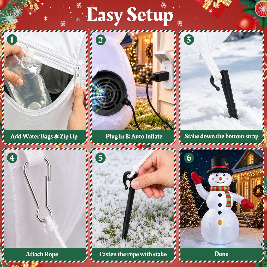 8 ft Christmas Snowman Inflatable with LED Lights, Blow up Outdoor Yard Lawn Decoration for Holiday Decor