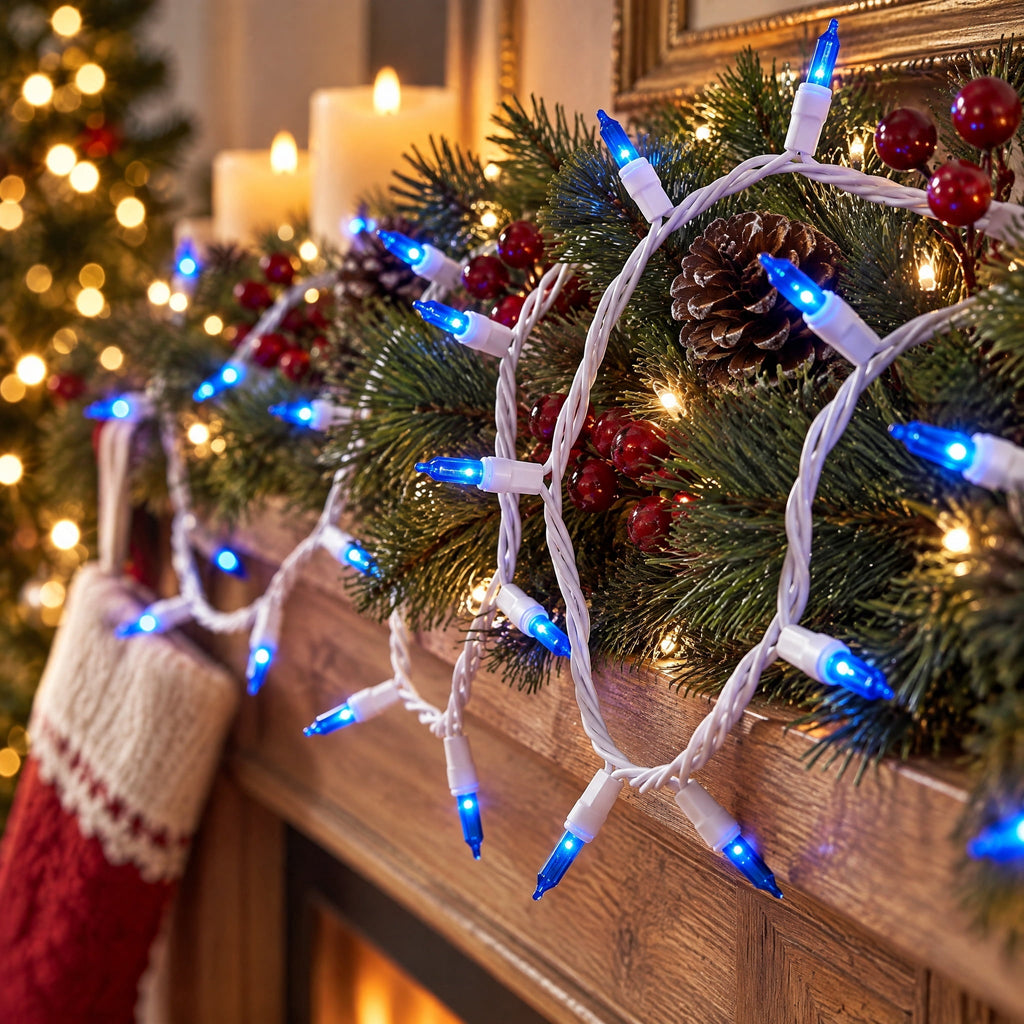 Indoor/Outdoor 300-Count LED Mini Christmas String Lights, Warm White, White Wire, 62.3', by Holiday Time