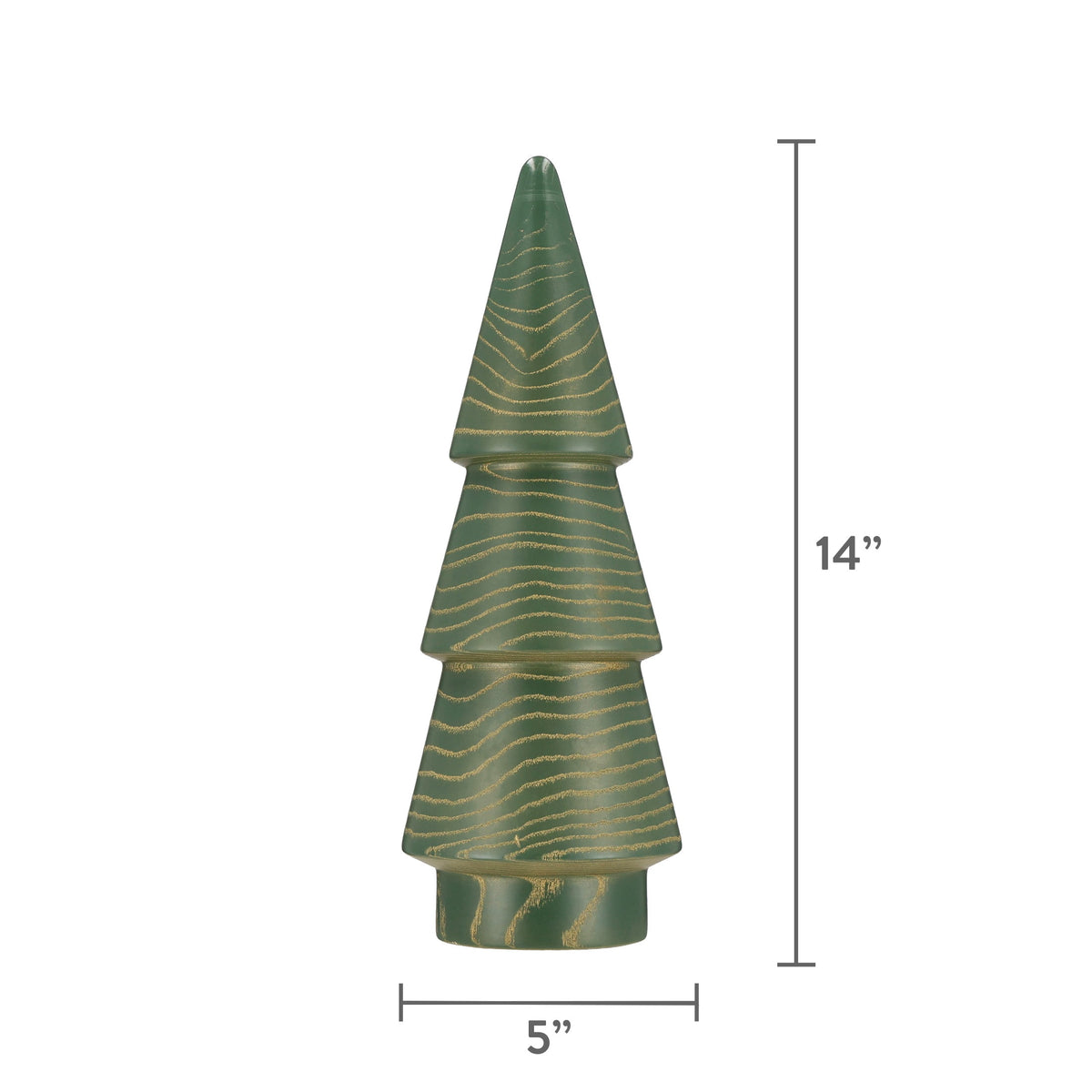 Wooden Christmas Tree Decoration, Green and Gold, 14", by Holiday Time