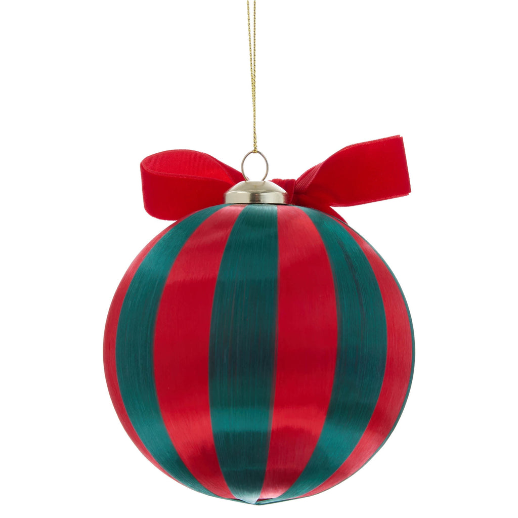 Red and Green Stripe Ball Christmas Ornament, 4", by Holiday Time