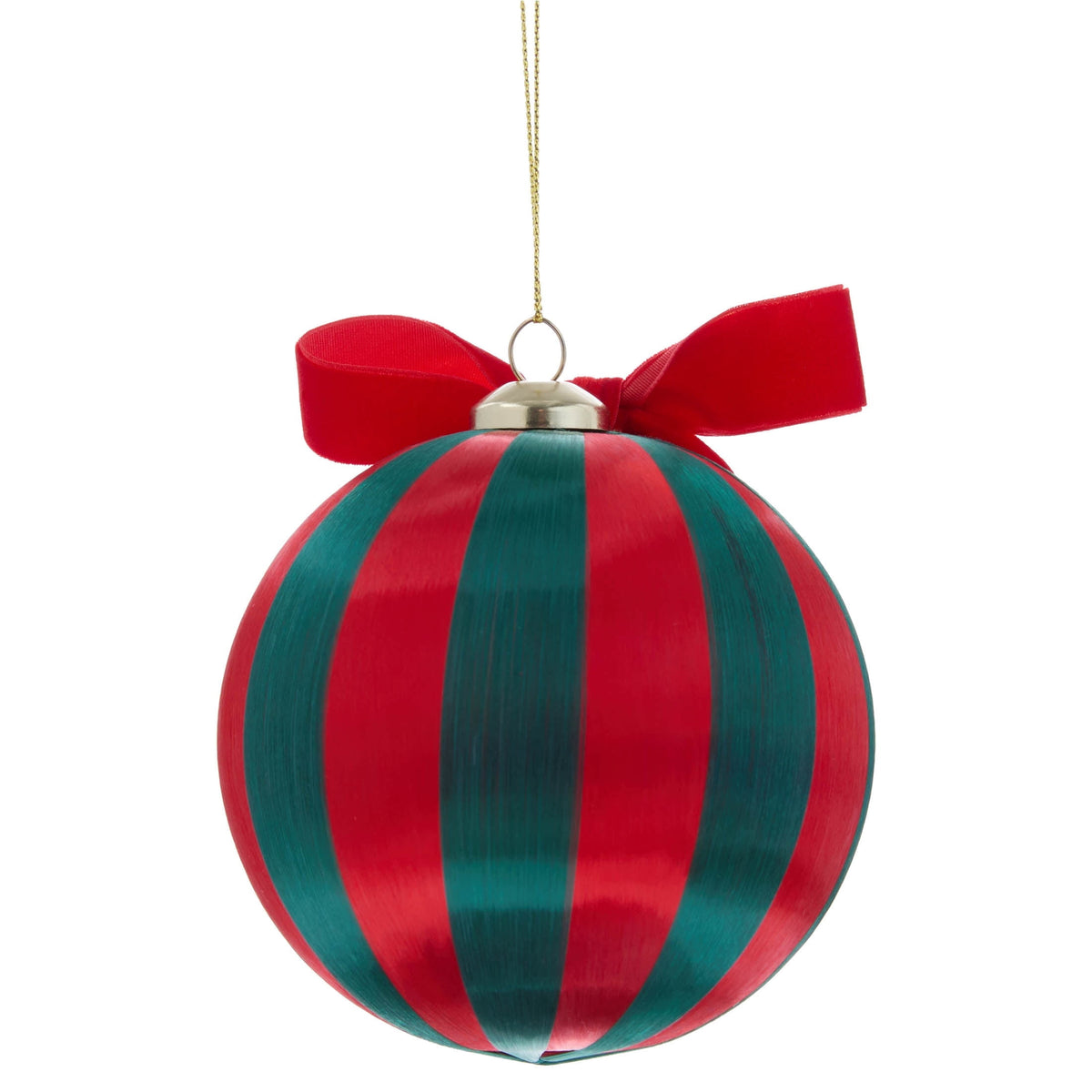 Red and Green Stripe Ball Christmas Ornament, 4", by Holiday Time