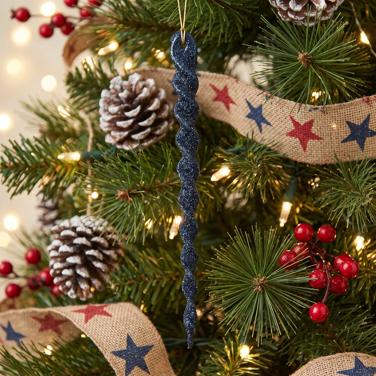 24-Count Red Glitter Icicle Christmas Ornaments, 5.3", by Holiday Time
