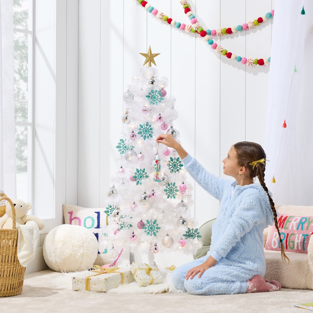 Best Choice Products 4ft Prelit Colored Christmas Tree, Artificial Tree Holiday Decor w/ 70 LED Lights - Baby Blue Tinsel