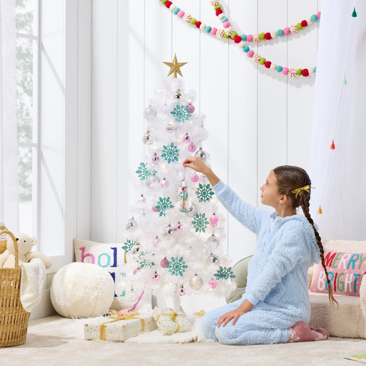 Best Choice Products 4ft Prelit Colored Christmas Tree, Artificial Tree Holiday Decor w/ 70 LED Lights - Baby Blue Tinsel