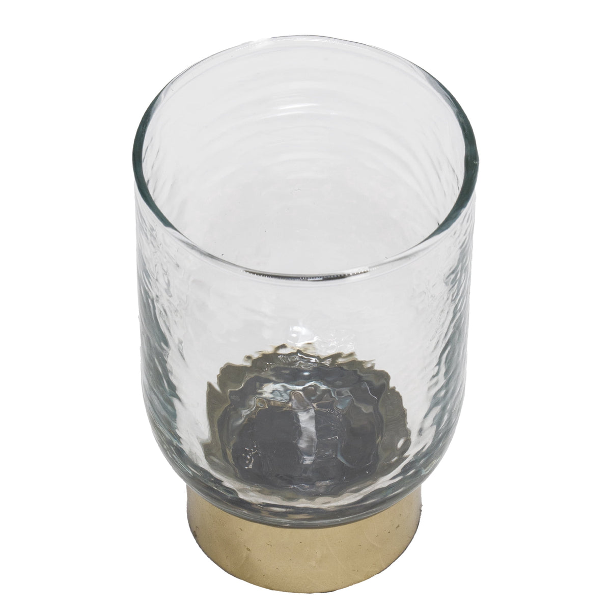 My Texas House Clear and Gold Glass Christmas Votive Candle Holder, 4"