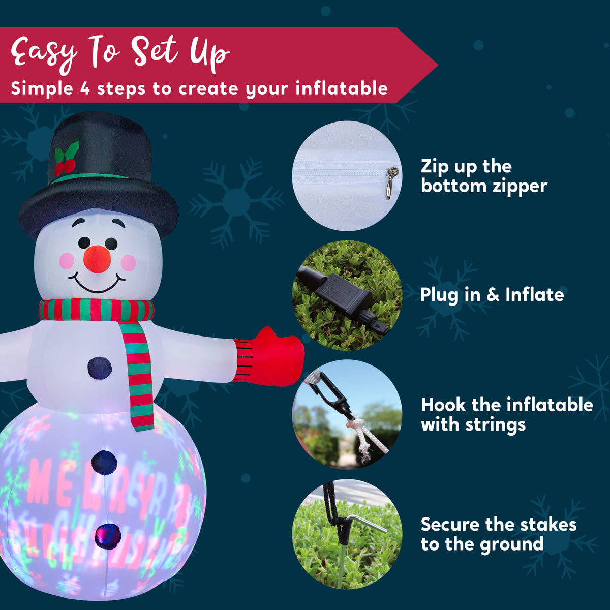 Joyfy 6 FT Christmas Inflatables Snowman Outdoor Decorations,Snowman Christmas Blow Ups Yard Christmas with Built-in LEDs for Holiday Party Garden Lawn Decor