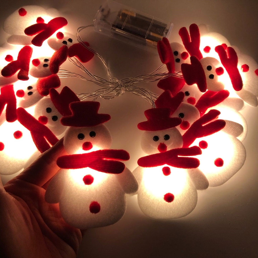 Tiitstoy Christmas Snowman String Lights, 10 LED 5.1ft Waterproof Light Up String Lights, Short Plush Lights for Christmas Decorations Christmas Tree Holiday Party Decoration