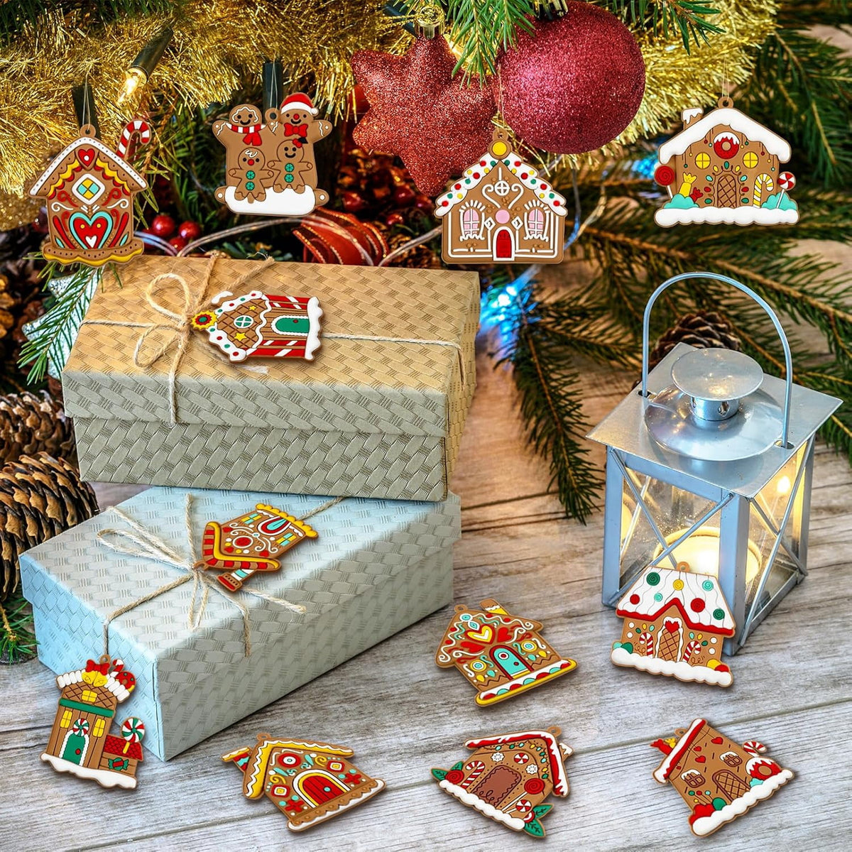 Ayieyill 14Pcs Christmas Ornaments Gingerbread Christmas Tree Decorations Holiday Decor (Classic)
