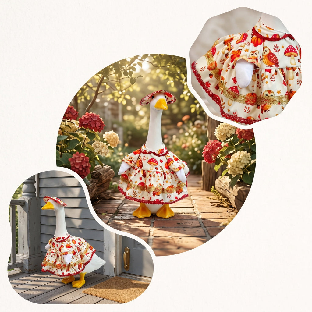 Lzobxe Porch Goose Clothes, Casual Style Lawn Yard Garden Decor for 23" High Cement or Plastic Geese, Goose Costume for All Season and Occasiona