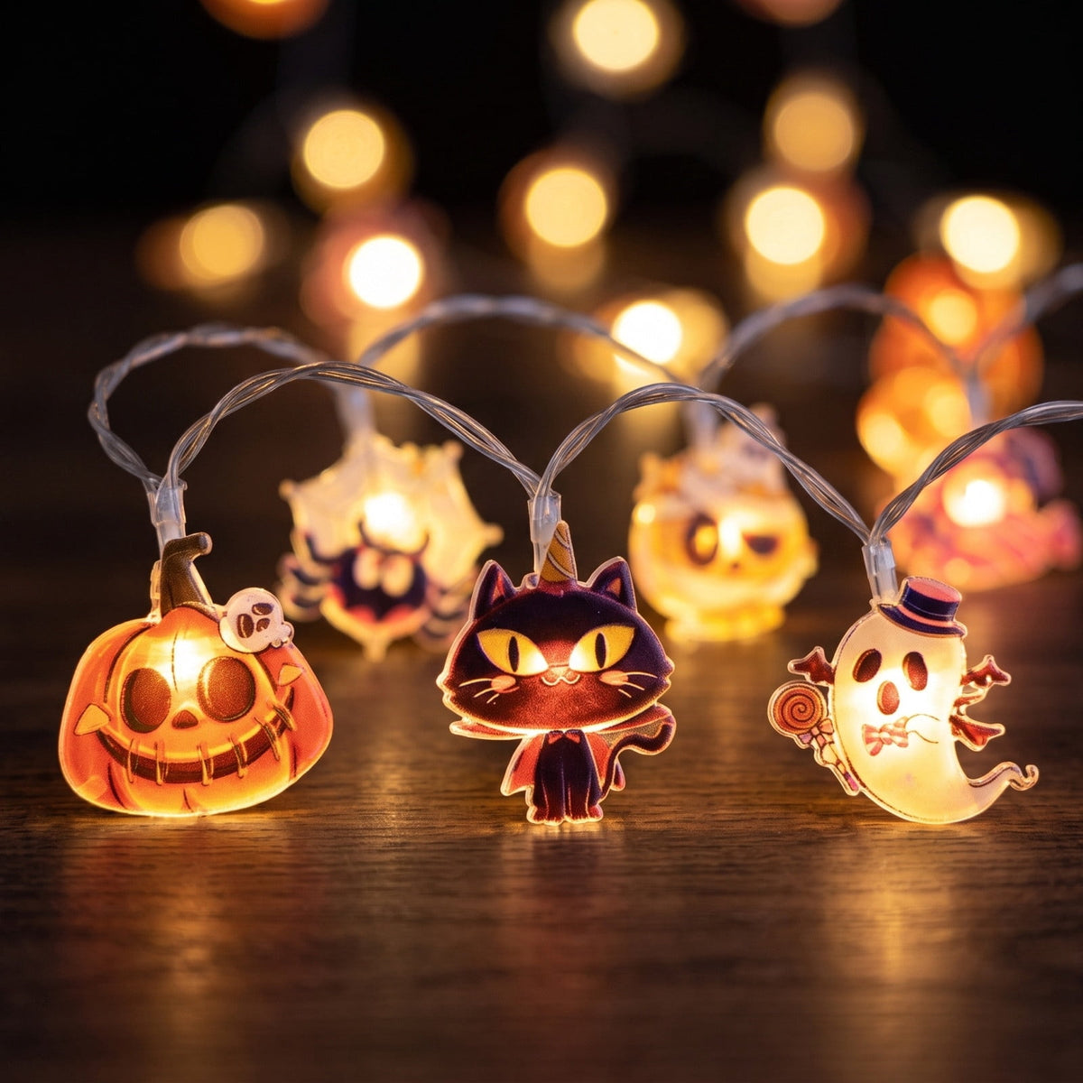 AZXY Halloween String Lights, Ghost Shaped White Halloween Lights, Indoor Outdoor Halloween Decor, Halloween Party Indoor Decor, Battery 5 FT Halloween Decorations, Stair Mantel Patio Halloween Decor