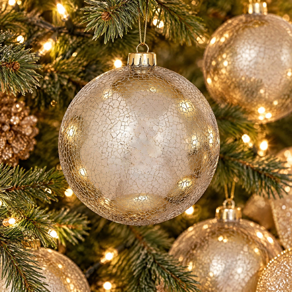 4-Count Champagne and Cream Ball Shatterproof Christmas Ornaments, 6", by Holiday Time
