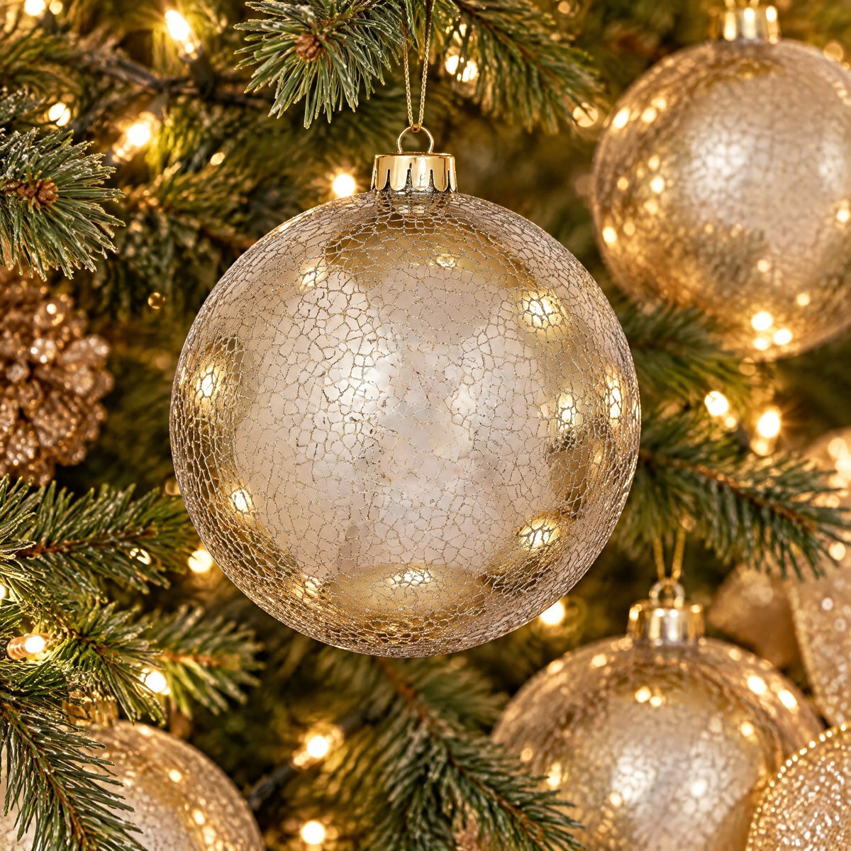 4-Count Champagne and Cream Ball Shatterproof Christmas Ornaments, 6", by Holiday Time