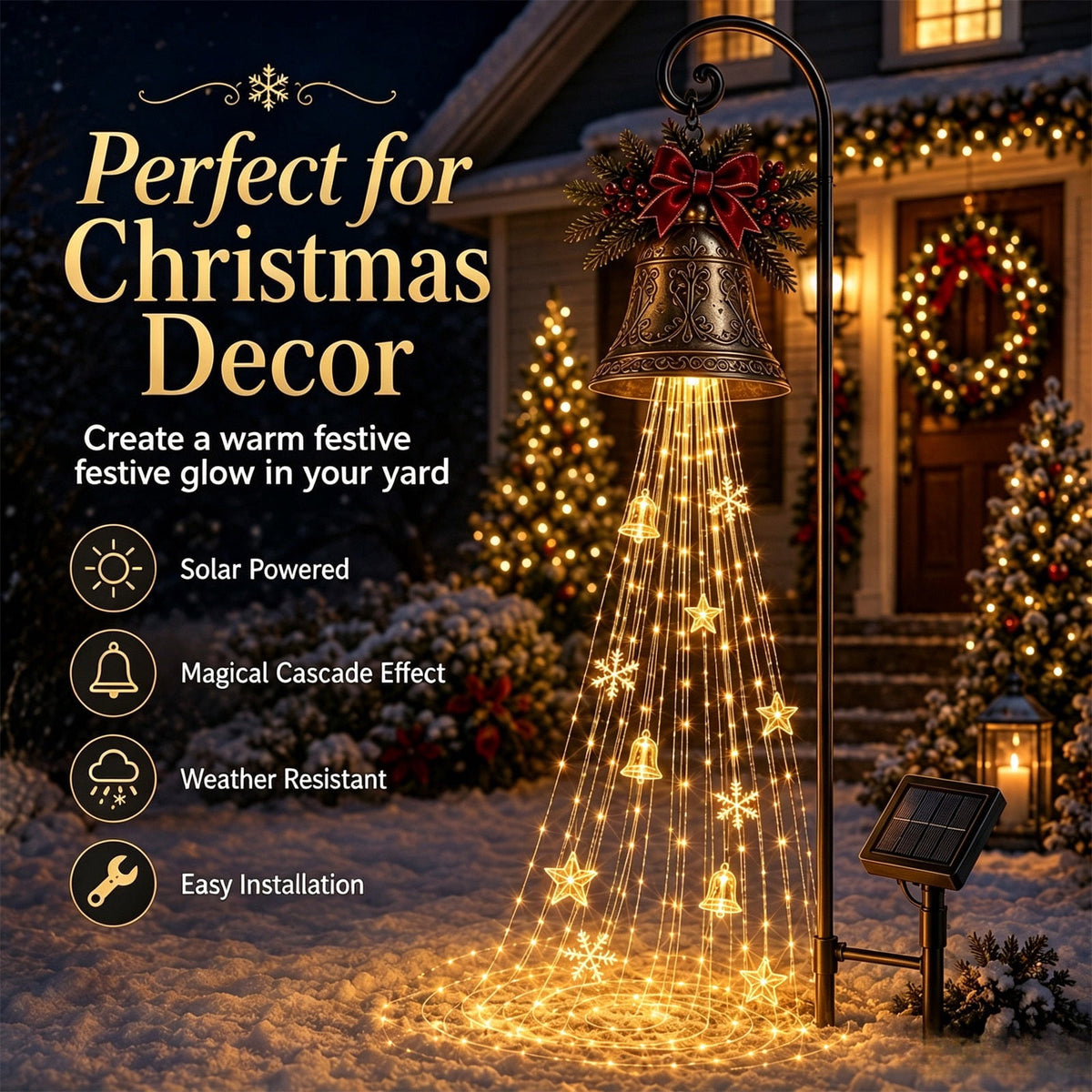 Snowman Magic Fountain, Flowing Snowflake LED Christmas Garden Light,Solar Power and Outdoor Garden Stake for Christmas Yard Decor