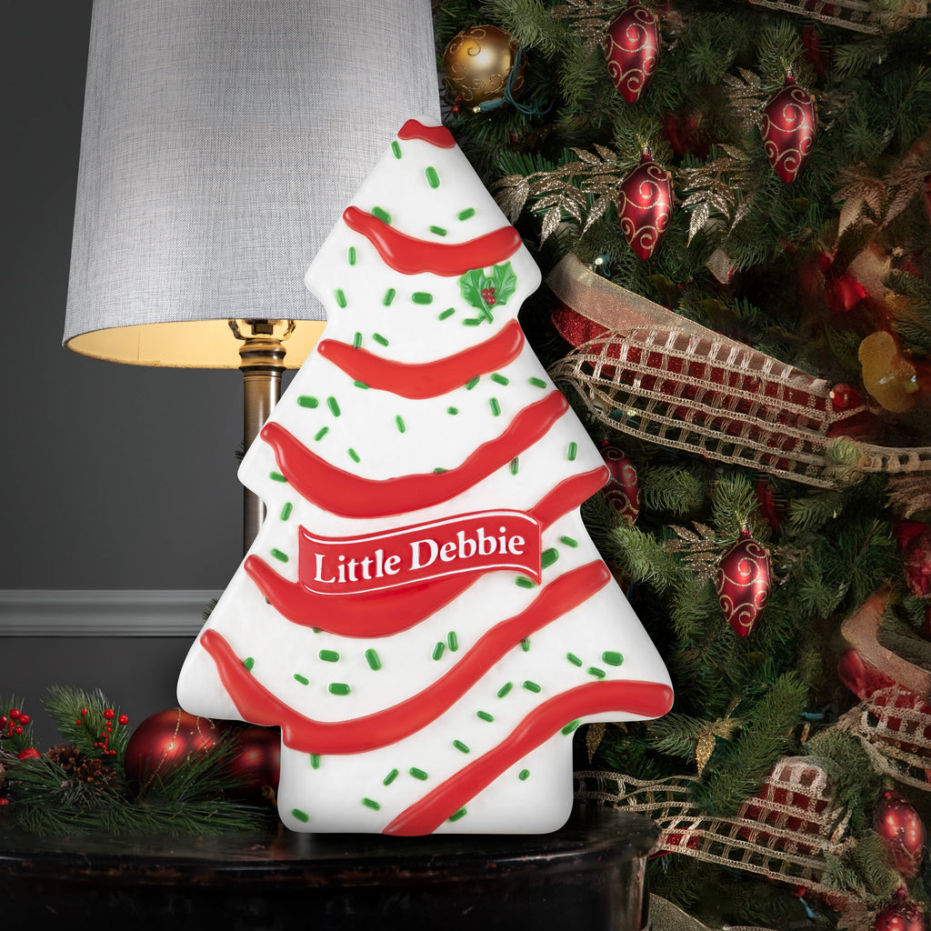 Lighted Blow Mold Decor Little Debbie Christmas Tree Cake Vanilla 22" Mc Kee