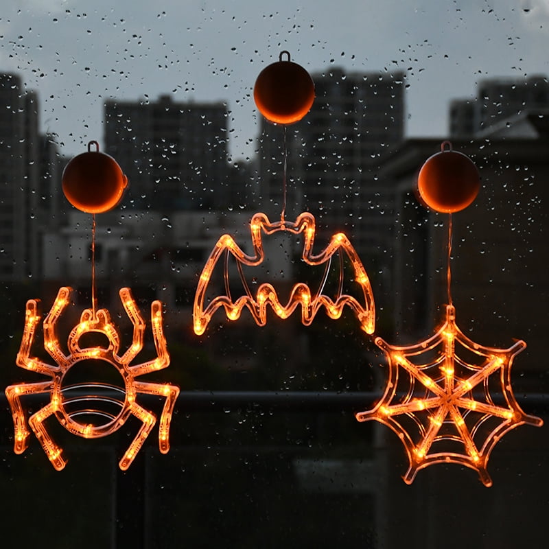 Halloween Window Lights Home Indoor LED Pumpkin Spider Ghost LED Sucker Lamp 2024 Halloween Party Hanging Decoration Kids Favors