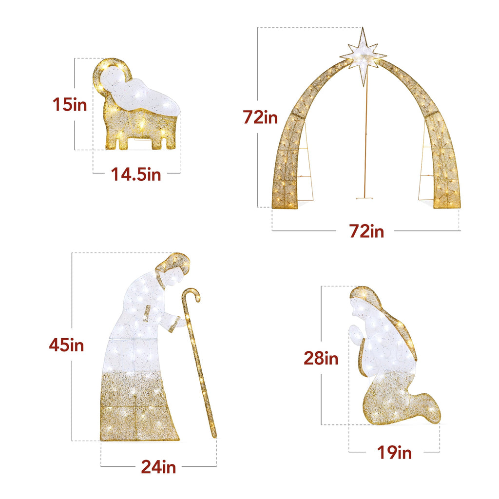 Best Choice Products 4.5ft Lighted 2D Christmas Nativity Scene Outdoor Yard Decor w/ 115 Twinkling LED Lights