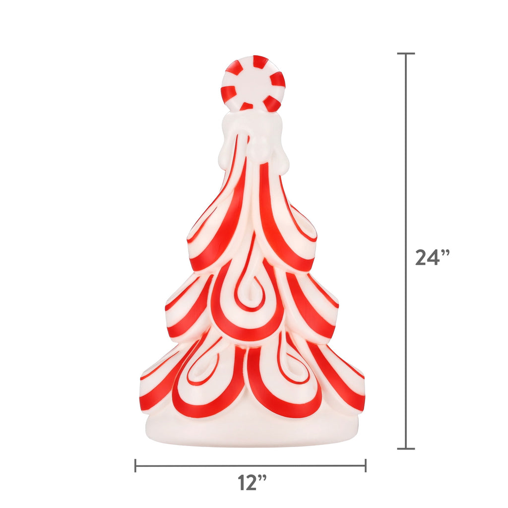 Lighted Blow Mold Peppermint Tree Indoor/Outdoor Christmas Decoration, Red and White, 24", by Holiday Time