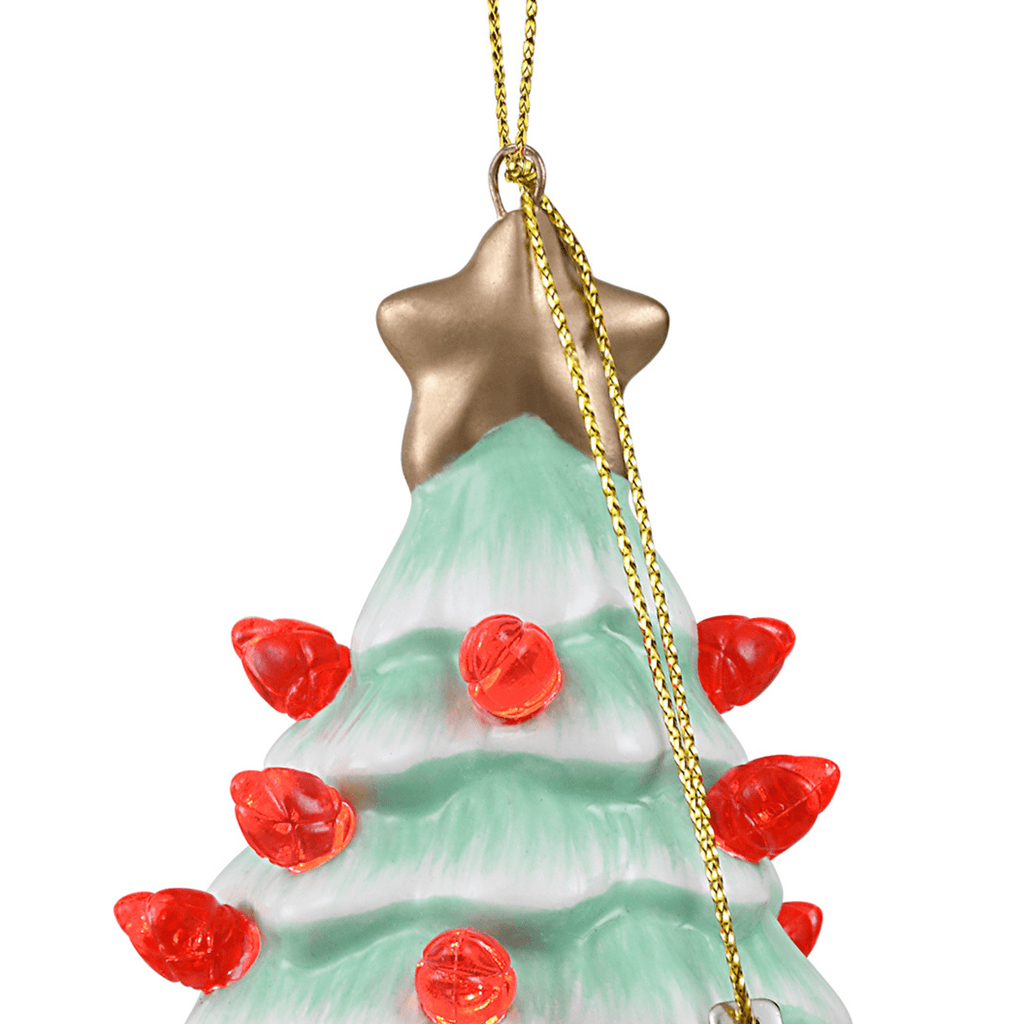 Mr. Christmas 4" Nostalgic Ceramic Lit Tree Ornament Decoration, Seafoam