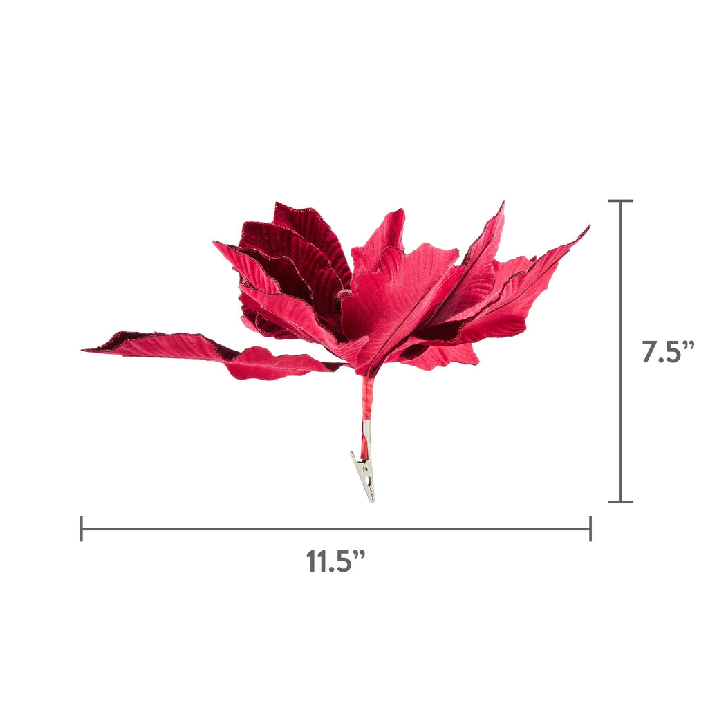 Deluxe Burgundy Poinsettia Christmas Clip Ornament, 11.5", by Holiday Time