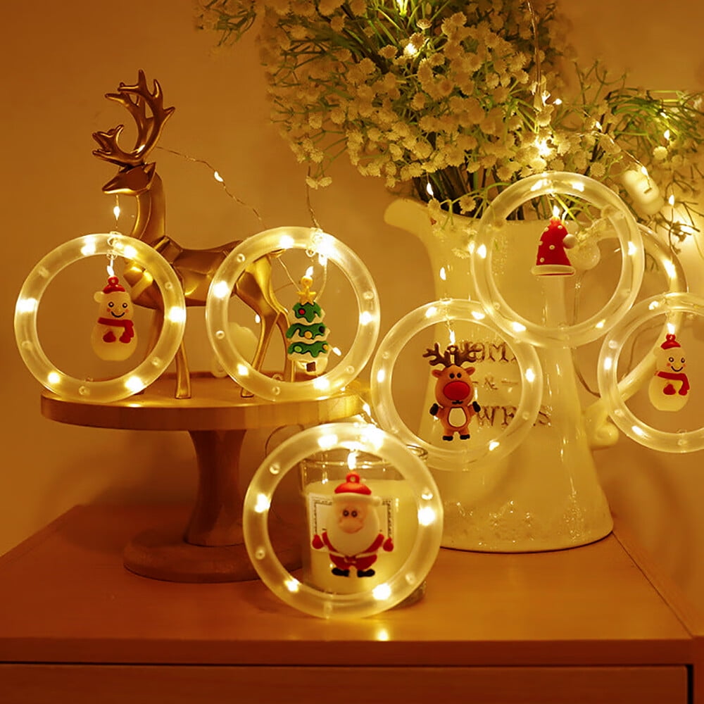WILLED Christmas String Lights, 120 LED Window Curtain Lights with Christmas Ornaments, 9.8ft USB Powered Warm White Waterproof Fairy Lights Indoor Outdoor for Xmas Tree Patio Garden Party Home Decor