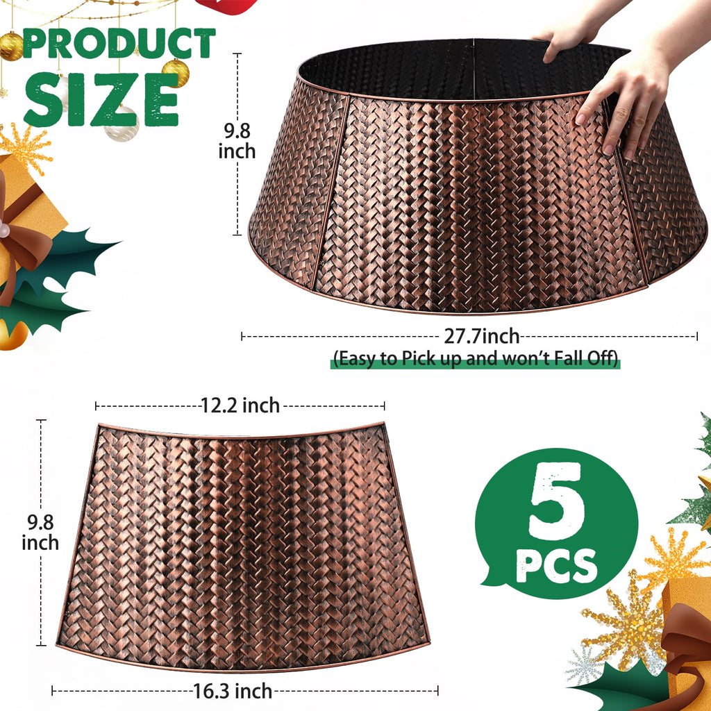 Ayieyill 28" Christmas Tree Collar, Christmas Tree Collar Basket Skirt for Large Christmas Tree, Tree Skirt Accessory | Gold | Metal