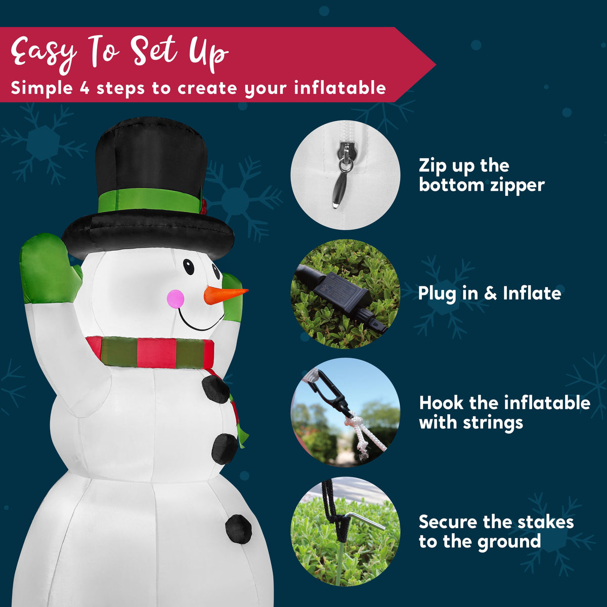 Joyfy 6 FT Christmas Inflatables Snowman Outdoor Decorations,Snowman Christmas Blow Ups Yard Christmas with Built-in LEDs for Holiday Party Garden Lawn Decor