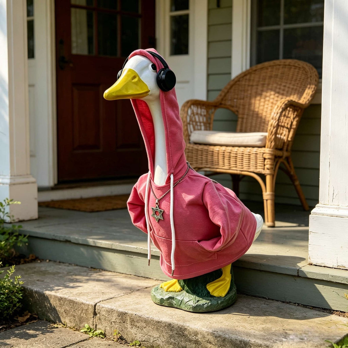 Lzobxe Porch Goose Clothes, Casual Style Lawn Yard Garden Decor for 23" High Cement or Plastic Geese, Goose Costume for All Season and Occasiona