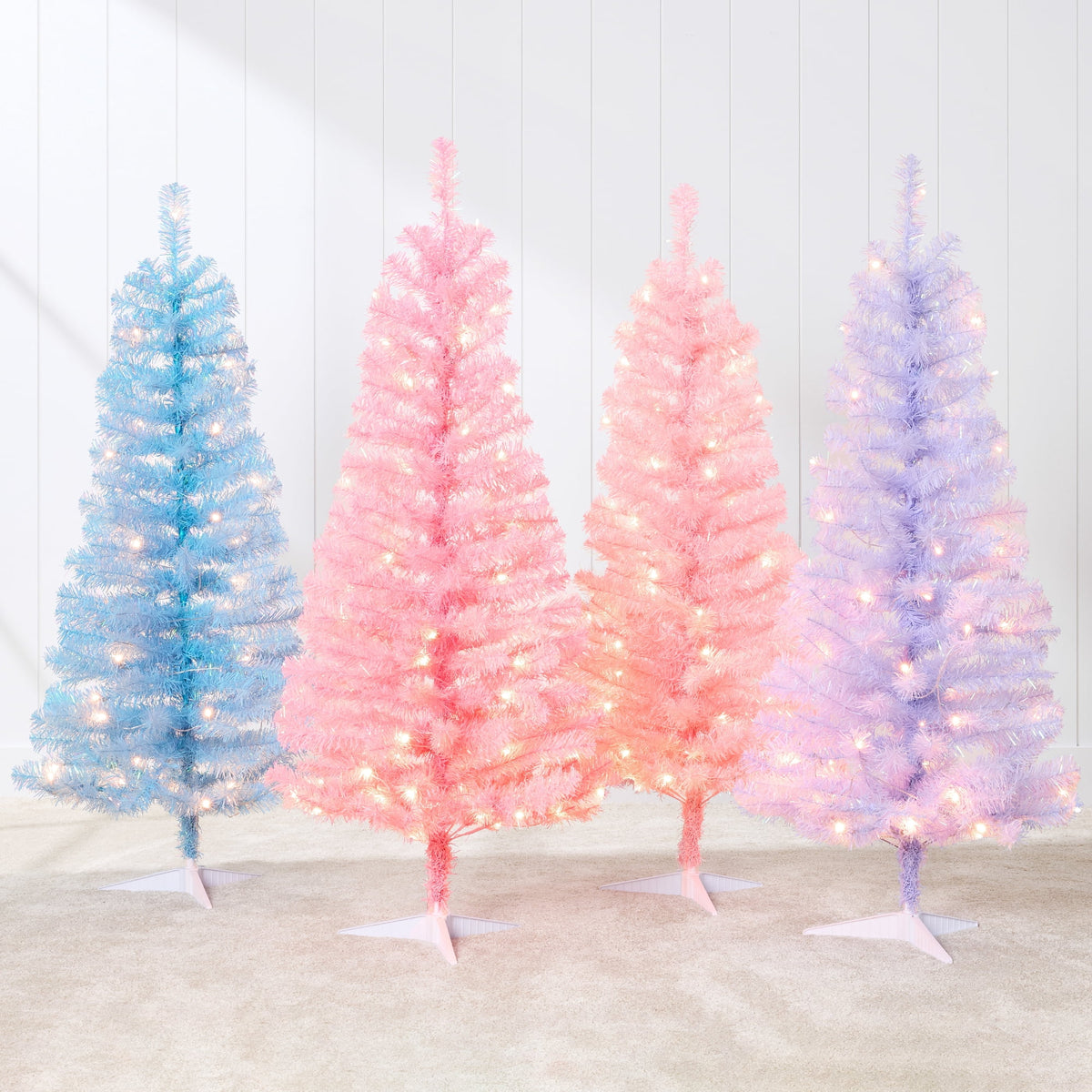 Best Choice Products 4ft Prelit Colored Christmas Tree, Artificial Tree Holiday Decor w/ 70 LED Lights - Baby Blue Tinsel