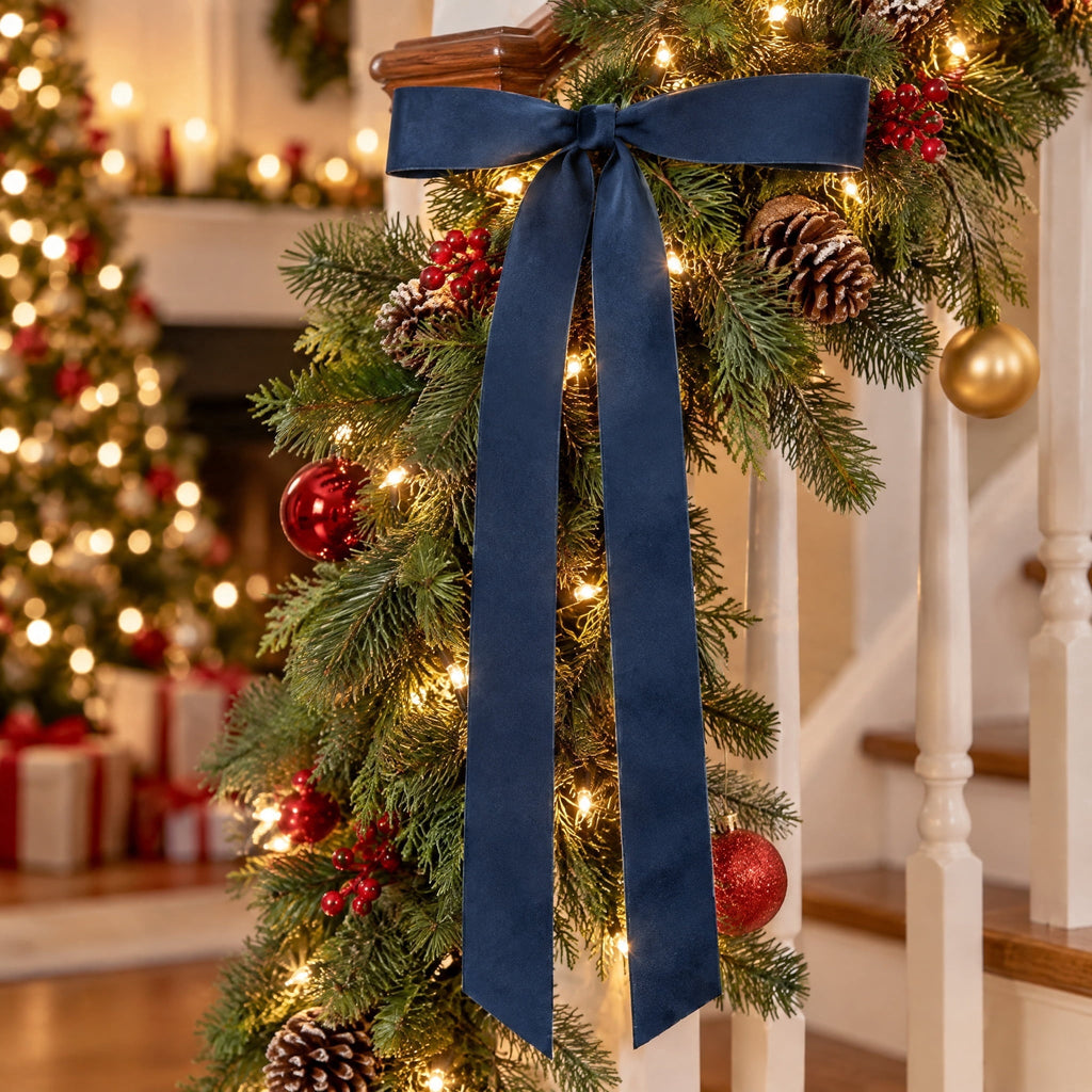 My Texas House Blue Decorative Christmas Bows, 17", 3 Count
