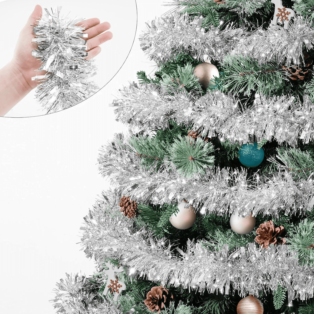 Ayieyill 33ft Tinsel Garland Hanging Christmas Tree Garland for Christmas Tree Decorations Indoor, Iridescent