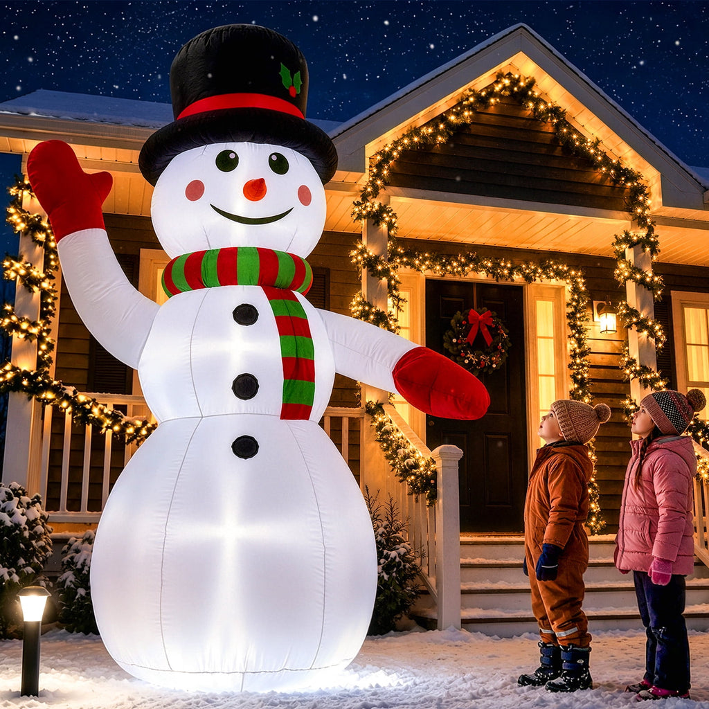 8 ft Christmas Snowman Inflatable with LED Lights, Blow up Outdoor Yard Lawn Decoration for Holiday Decor