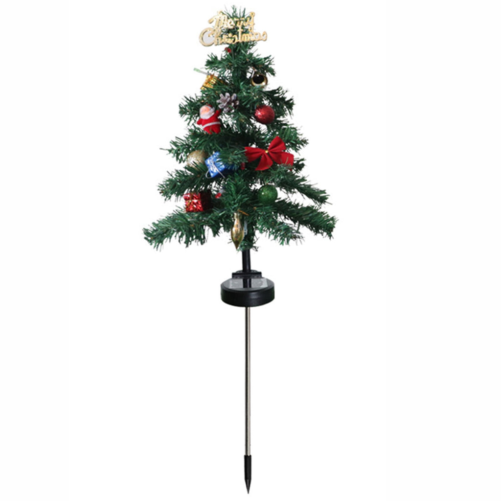 Gnmfd Solar Christmas Tree Outdoor Decorative LED Lights, Bow and Merry Christmas Ground Insert Lights, Waterproof Yard Holiday Lighting for Porch Garden Patio Landscape Decoration