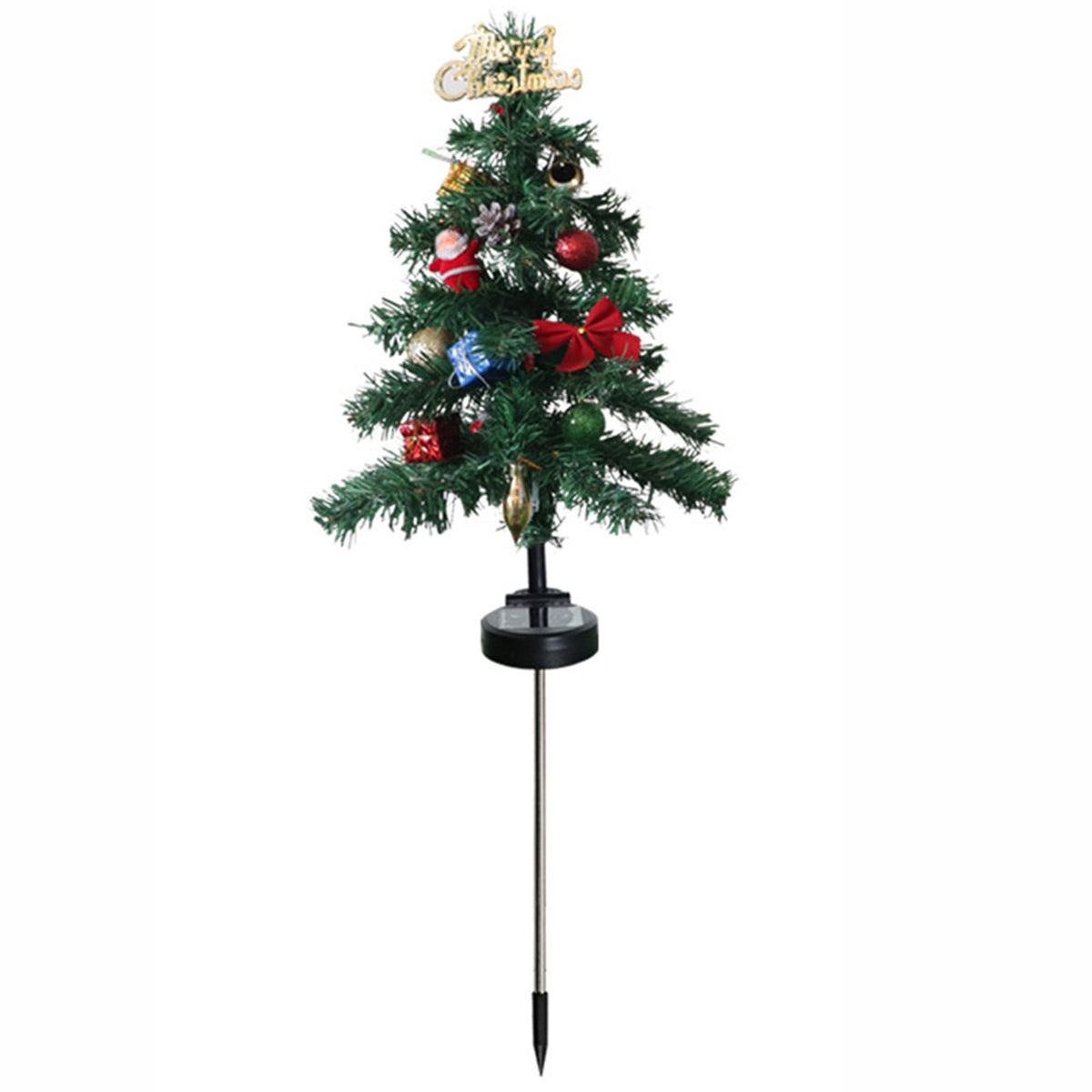 Gnmfd Solar Christmas Tree Outdoor Decorative LED Lights, Bow and Merry Christmas Ground Insert Lights, Waterproof Yard Holiday Lighting for Porch Garden Patio Landscape Decoration