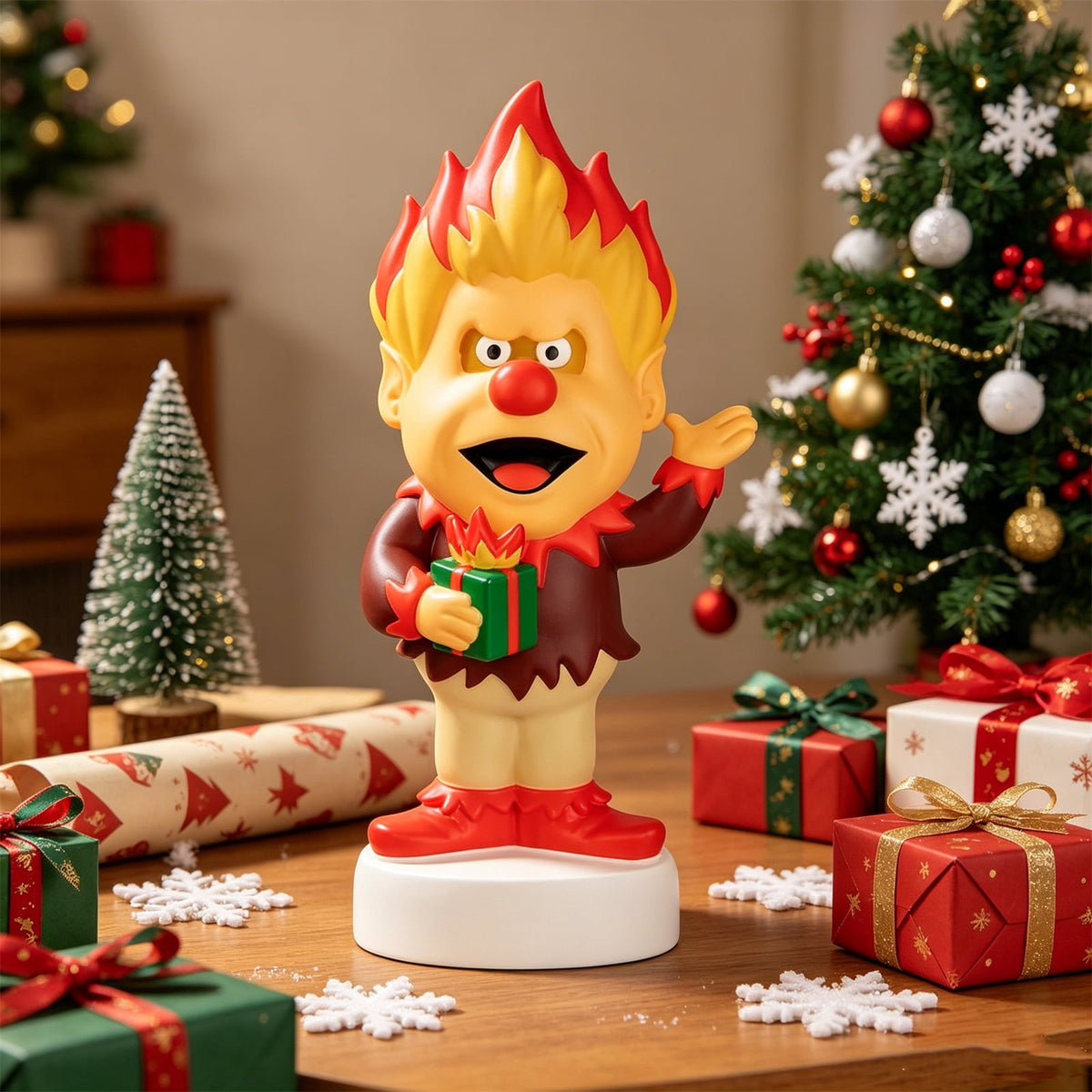 11.8" Heat and Snow Miser LED Lighted Figurines, Christmas Tabletop Decoration Light, Creative Holiday Desktop Ornaments LED Night Light Xmas Decor