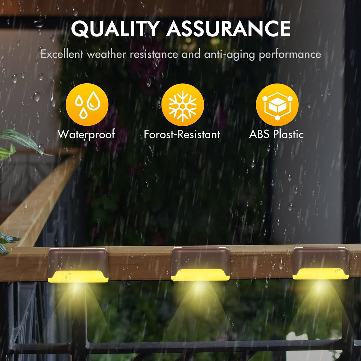 16 Pack Outdoor Solar Deck Lights, Waterproof Solar Step Lights, LED Solar Lights for Outdoor Stairs Fence Yard Patio Railing Garden Pathway Christmas Decoration Lights(Brown-Warm White)