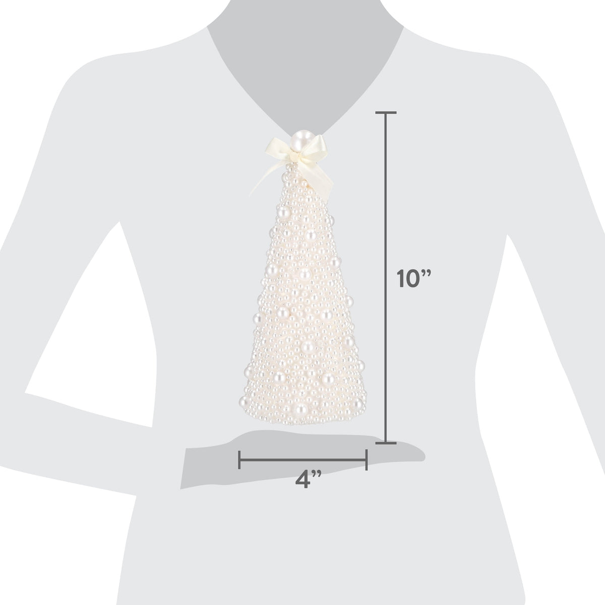 Beaded Tree Christmas Decoration, Cream, 10", by Holiday Time