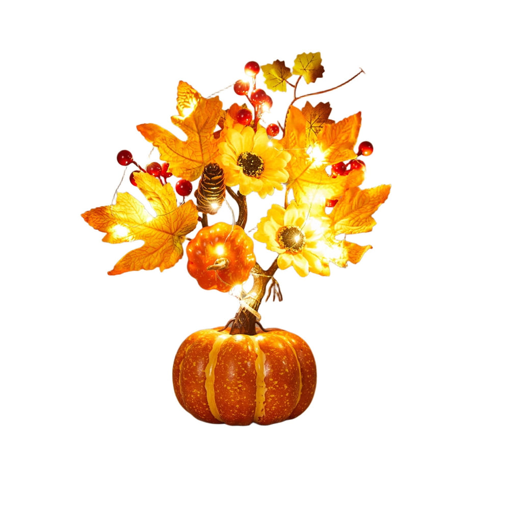 YSGFHGJW Halloween Thanksgiving Artificial Pumpkin Tree Decoration, Light Up with LED Lights, Fall Decor for Dining Table Living Room Porch