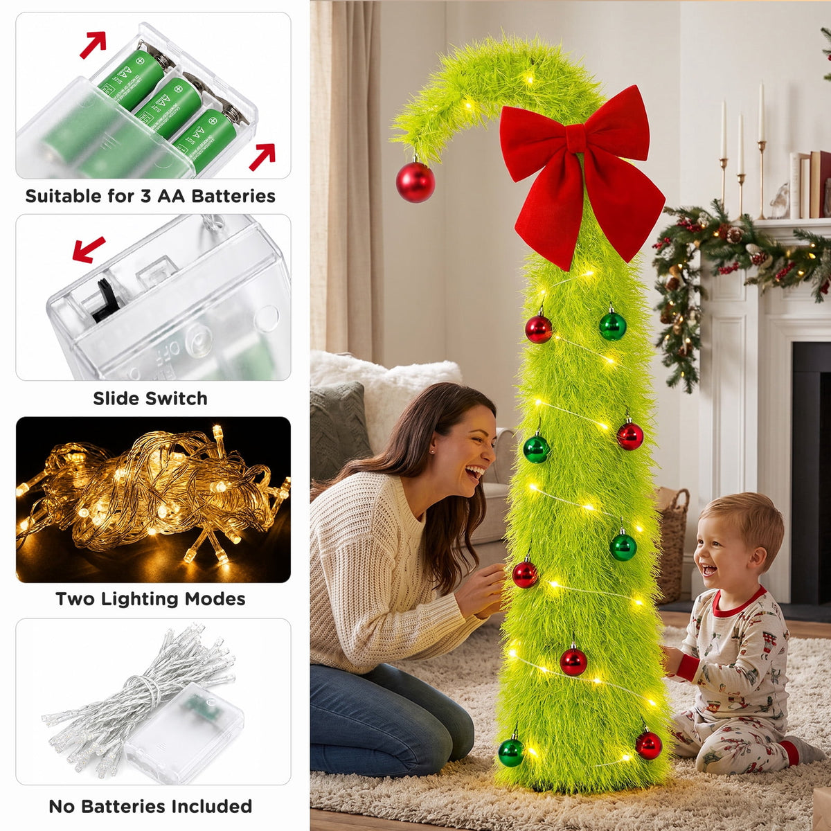 Ayieyill Christmas Tree 5FT Pencil Christmas Tree, Collapsible Pop up Tinsel Tree for Christmas Decorations Indoor, Pink