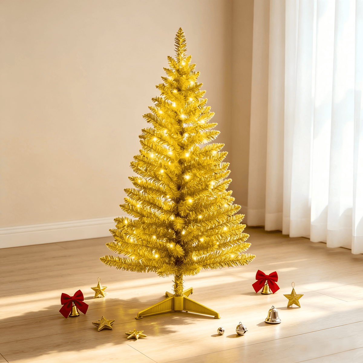 Mayhihi 4FT White Small Christmas Tree with Lights, Artificial Xmas Trees for Home Office
