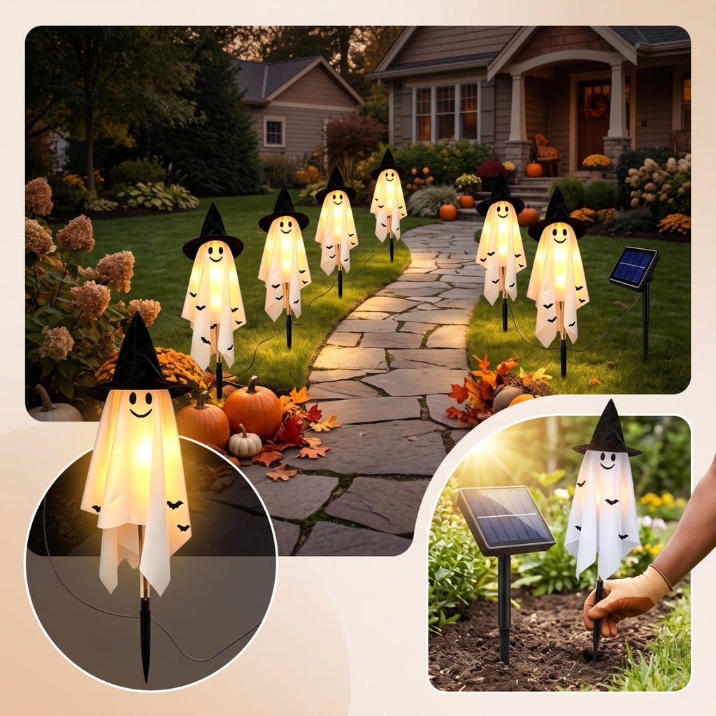 Stijggn Halloween Pumpkin Stake Solar Garden Lights, Waterproof Multi Branch Little Pumpkin Lantern Garden Stake Lights Outdoor Walkway Yard Garden Decoration