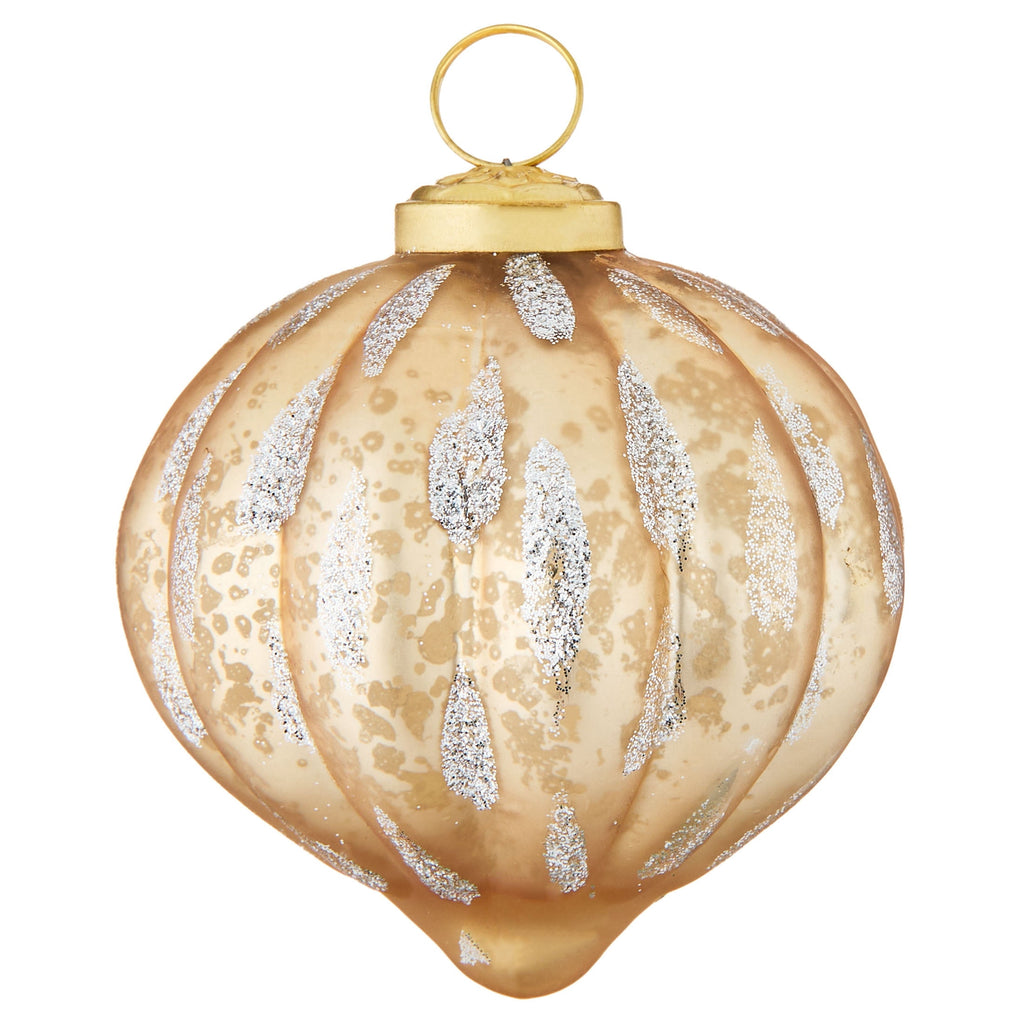 Gold and Silver Glitter Glass Christmas Ornament, by Holiday Time