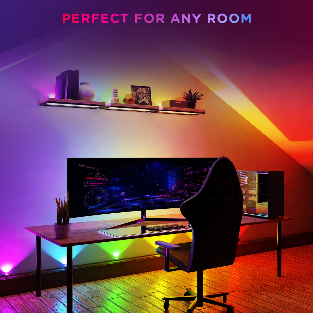 Enbrighten Spectrum Indoor 8ft LED Wall Lights RGBWIC Color Changing String Downlights