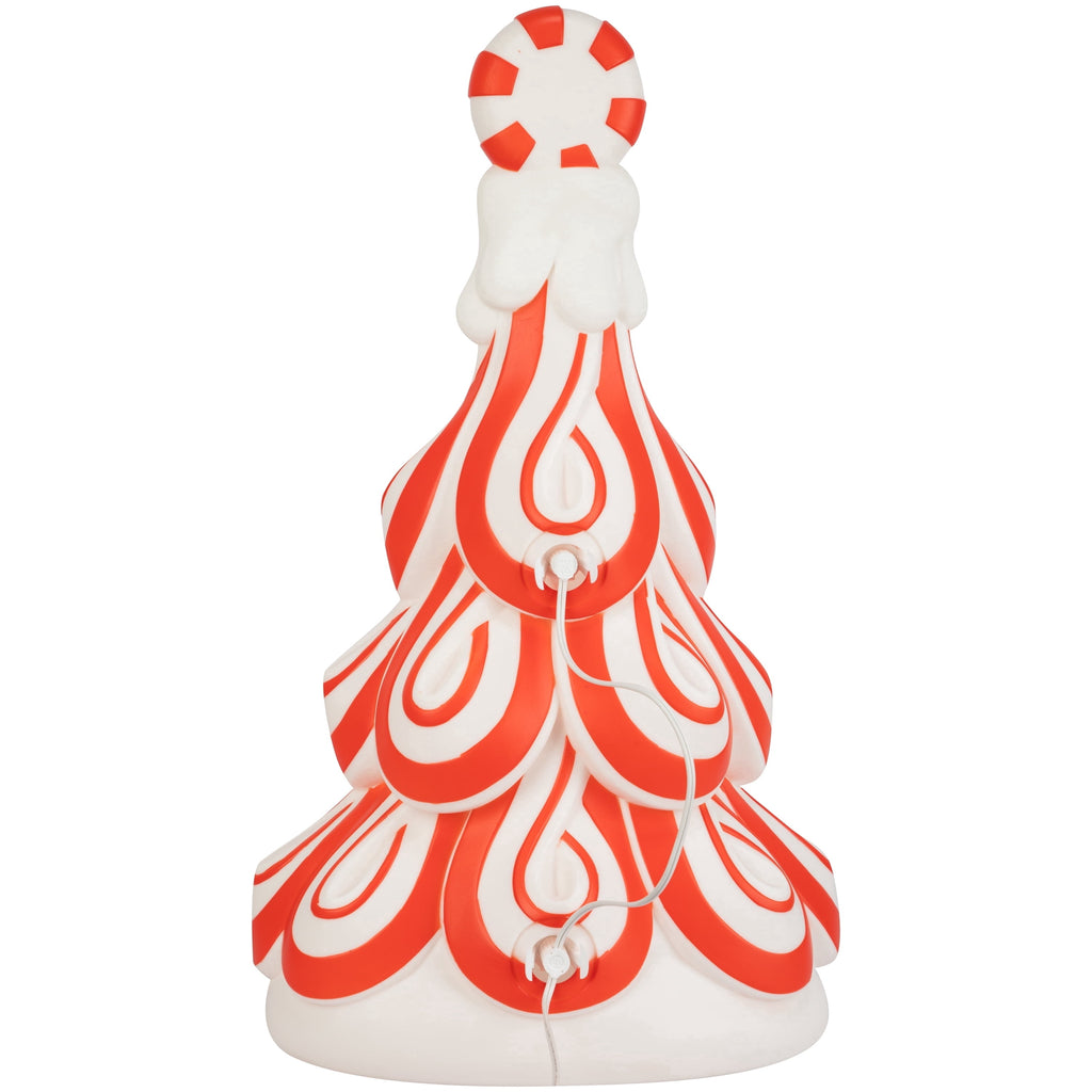 Lighted Blow Mold Peppermint Tree Indoor/Outdoor Christmas Decoration, Red and White, 24", by Holiday Time